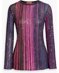 Missoni - Sequin-embellished Striped Ribbed-knit Top - Lyst