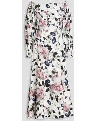 Erdem - Pollina Off-the-shoulder Floral-print Cotton Midi Dress - Lyst