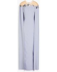 Marchesa - Robe aus crêpe mit cape-effekt und verzierung - Lyst
