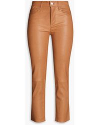 FRAME - Le High Straight Cropped Straight-leg Leather Pants - Lyst