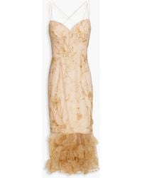 Marchesa - Floral-appliquéd Embroidered Tulle Dress - Lyst