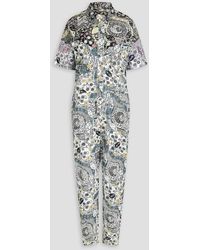 Etoile Kendraga Printed Cotton Jumpsuit in Natural Womens Jumpsuits and rompers Étoile Isabel Marant Jumpsuits and rompers Étoile Isabel Marant Isabel Marant 