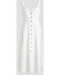 Saloni - Fara Stretch-cotton Sateen Midi Dress - Lyst