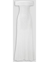 Self-Portrait - Off-the-shoulder Embellished Open-knit Maxi Dress - Lyst