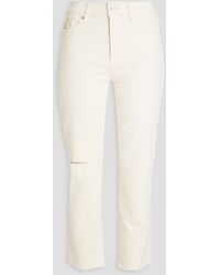 PAIGE - Cindy Cropped Distressed Mid-rise Straight-leg Jeans - Lyst