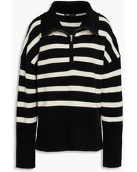 Maje - Striped Cashmere-Blend Half-Zip Sweater - Lyst