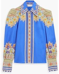 Zimmermann - Embellished Printed Cotton And Silk-blend Twill Shirt - Lyst