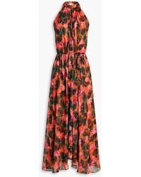 Saloni - Tamara-b Floral-print Silk-crepe Midi Dress - Lyst