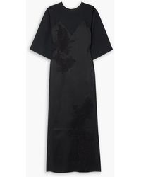 Victoria Beckham - Lace-trimmed Satin And Crepe Midi Dress - Lyst