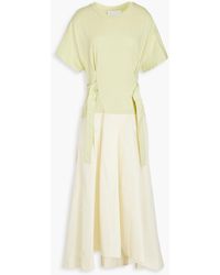 3.1 Phillip Lim - Pleated Jersey-paneled Cotton-blend Poplin Midi Dress - Lyst