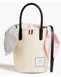 Thom Browne - Leather-trimmed Striped Canvas Tote - Lyst