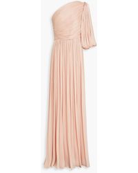 Costarellos - One-shoulder Satin-jacquard Gown - Lyst