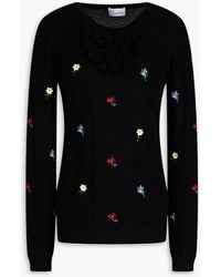 RED Valentino - Embroidered Ribbed Wool Sweater - Lyst