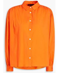 Maje - Gathered Cotton-blend Poplin Shirt - Lyst