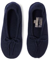 N.Peal Cashmere Bow-detailed Cashmere Slippers - Blue
