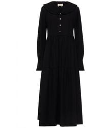 &Daughter Maxime Ruffled Cotton-seersucker Midi Dress - Black
