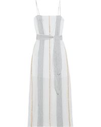 ViX Joana Belted Embroidered Cotton-gauze Maxi Dress - White