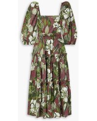 Cara Cara - Tiered Floral-print Cotton-voile Midi Dress - Lyst