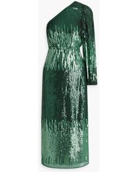 RIXO London - Bradshaw One-sleeve Sequined Tulle Midi Dress - Lyst