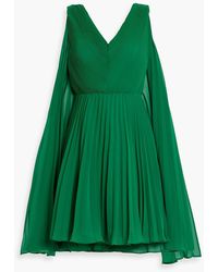 Zac Posen - Cape-effect Pleated Chiffon Mini Dress - Lyst