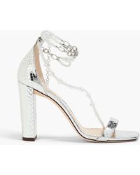Jimmy Choo - Ledersandalen mit verzierung und schlangeneffekt - Lyst