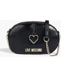 Love Moschino - Faux Croc-effect And Pebbled-leather Shoulder Bag - Lyst