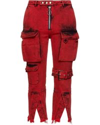 Marques'Almeida Distressed High-rise Kick-flare Jeans - Red
