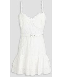 Charo Ruiz - Marianne Belted Broderie Anglaise Cotton-blend Mini Dress - Lyst