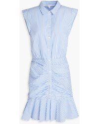 Veronica Beard - Pleated striped cotton-blend poplin mini dress - Lyst
