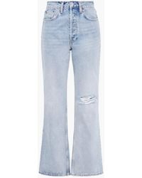 RE/DONE Originals 70s Distressed High-rise Bootcut Jeans - Blue