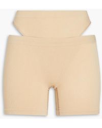 Baserange - Esther Cutout Stretch Cotton-blend Jersey Shorts - Lyst