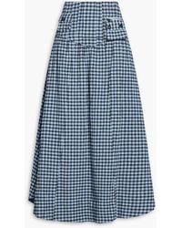 Ganni - Checked Cotton-blend Seersucker Maxi Skirt - Lyst