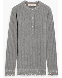 Marni - Distressed Ribbed Wool Sweater - Lyst
