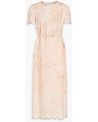 Zimmermann - Crystal-Embellished Floral-Print Linen Midi Dress - Lyst