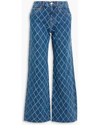 Veronica Beard - Taylor Frayed High-Rise Wide-Leg Jeans - Lyst