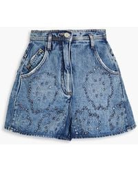 Maje - Crystal-embellished Denim Shorts - Lyst