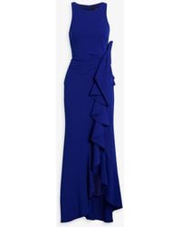 Badgley Mischka - Bow-embellished Ruffled Crepe Gown - Lyst