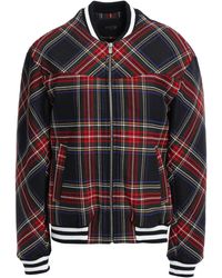 Maje Tartan Twill Bomber Jacket Black