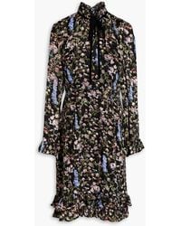 Mikael Aghal - Gathered Floral-print Fil Coupé Chiffon Dress - Lyst