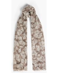 Brunello Cucinelli - Schal aus leinen-gaze mit floralem print - Lyst