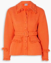 Huishan Zhang - Renee Belted Fringed Tweed Jacket - Lyst