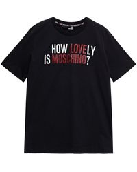 Love Moschino Glittered Printed Cotton-jersey T-shirt - Black