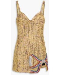 Area - Embellished Metallic Wool-blend Tweed Mini Dress - Lyst