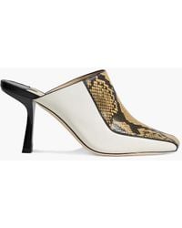 Jimmy Choo - Marcel 85 Smooth And Snake-effect Leather Mules - Lyst