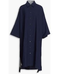 JOSEPH - Oversized Printed Cotton And Linen-blend Twill Midi Shirt Dress - Lyst