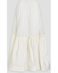 Tory Burch - Gathered Cotton-blend Tulle And Taffeta Midi Skirt - Lyst