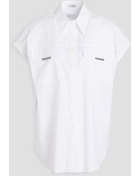 Brunello Cucinelli Bead-embellished Cotton-blend Poplin Shirt - White
