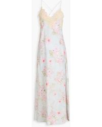 Zimmermann - Lace-Trimmed Floral-Print Linen Maxi Dress - Lyst