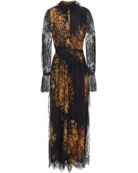 Etro Grosgrain-trimmed Floral-print Silk Crepe De Chine And Lace Maxi Dress - Black