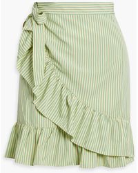 Walter Baker - Sonny Ruffled Striped Poplin Mini Wrap Skirt - Lyst